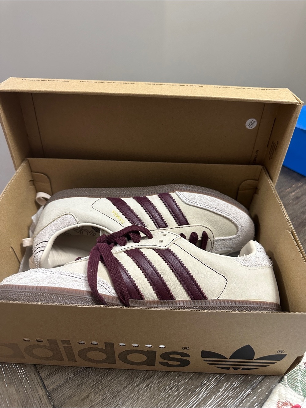 adidas Samba OG Cream with Maroon Three-Stripes